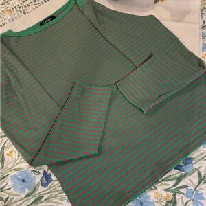 Ralph Lauren LAUREN Green and Red Striped Sweater